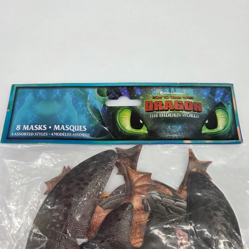How to Train Your Dragon The Hidden World 8ct Party Masks Toothless Unique 2019